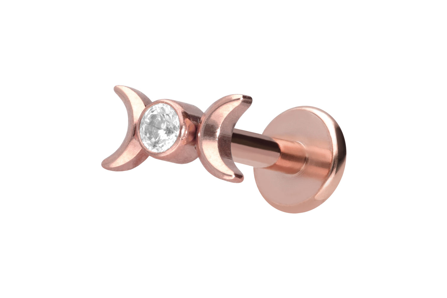 Titan Labret Piercing mit Innengewinde 2 MONDE + KRISTALL